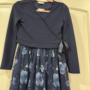 Knitworks Navy Blue Floral Kids Dress